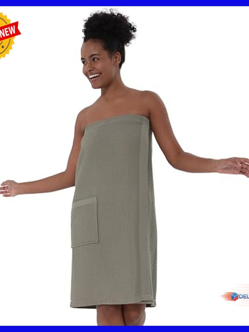 Organic Cotton Waffle Spa Wrap Adjustable Closure Lightweight Towel